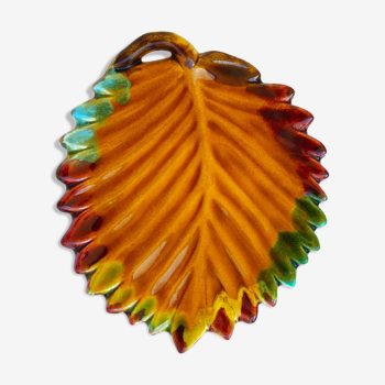 Slurry leaf dish with autumnal hues of Vallauris