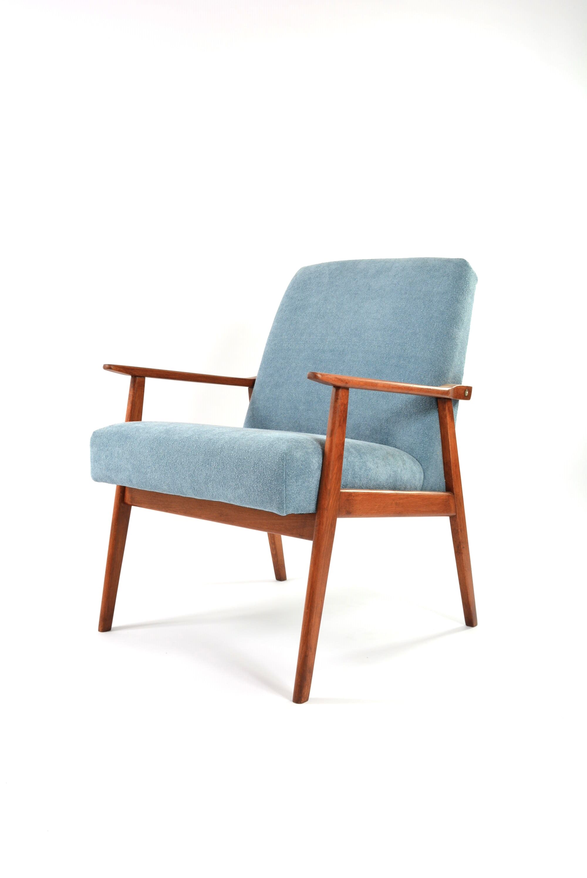 Renovated vintage armchairs sky blue