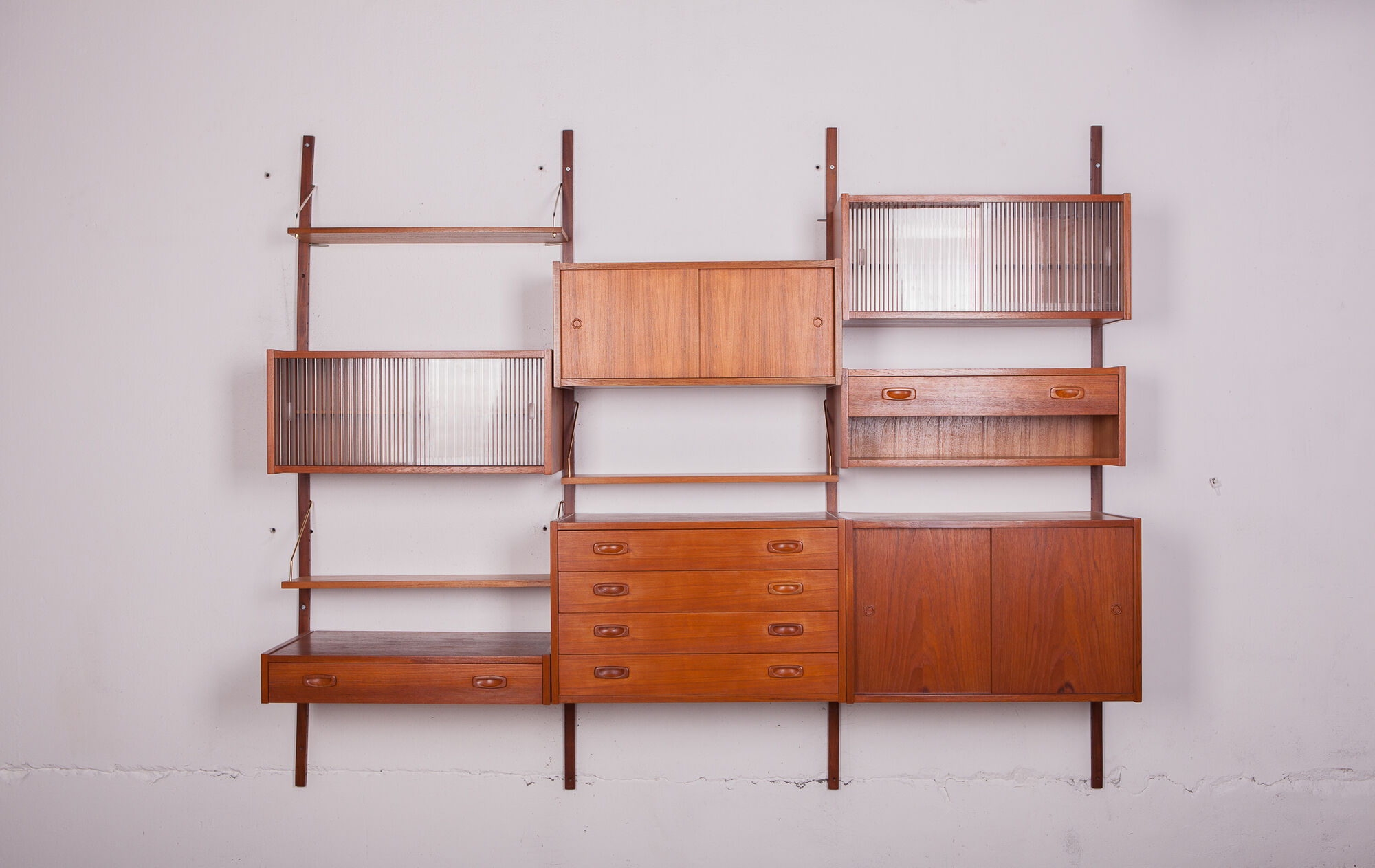 Mid century danish teak modular wall unit, 1960s