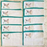 10 Large embroidered and hand-trimmed placemats "les colverts" - Métis - 40x56 cm