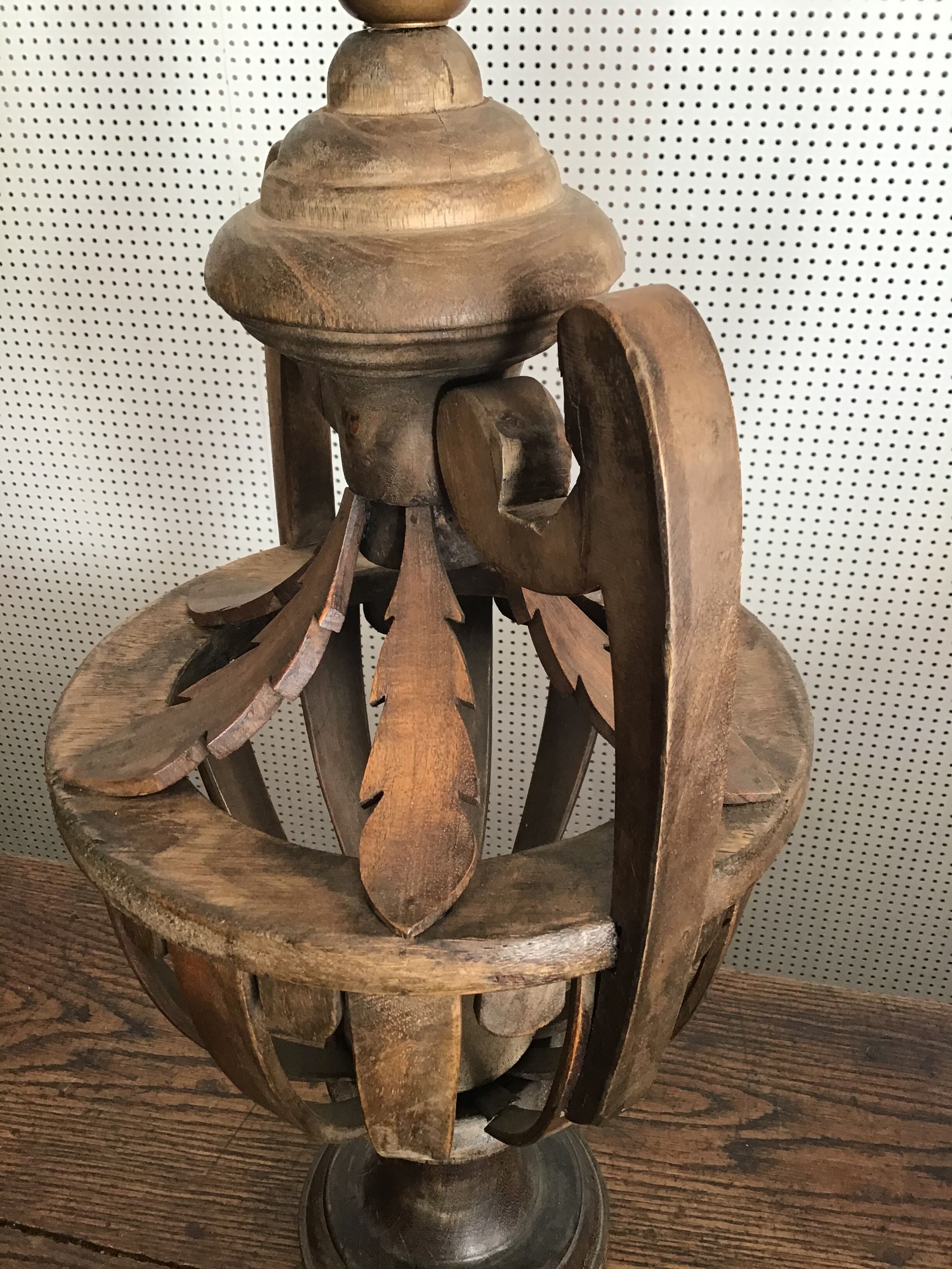 Pair of wooden lamps