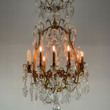 Bronze cage chandelier trimmed with grapevines, early twentieth century