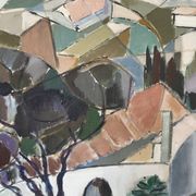Vintage Modernists Oil On Canvas Landscape Painting by Nini Landgren 1950s