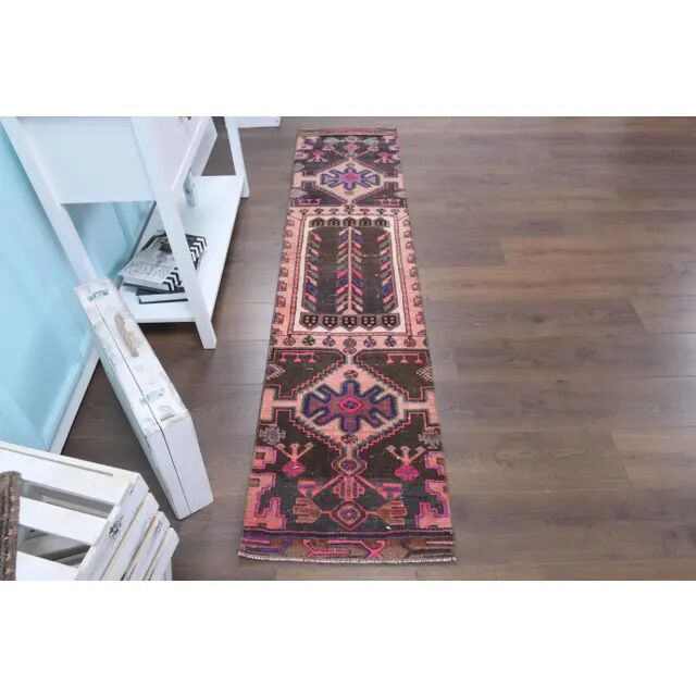 Vintage Turkish Oushak Handmade Wool Runner 55X235