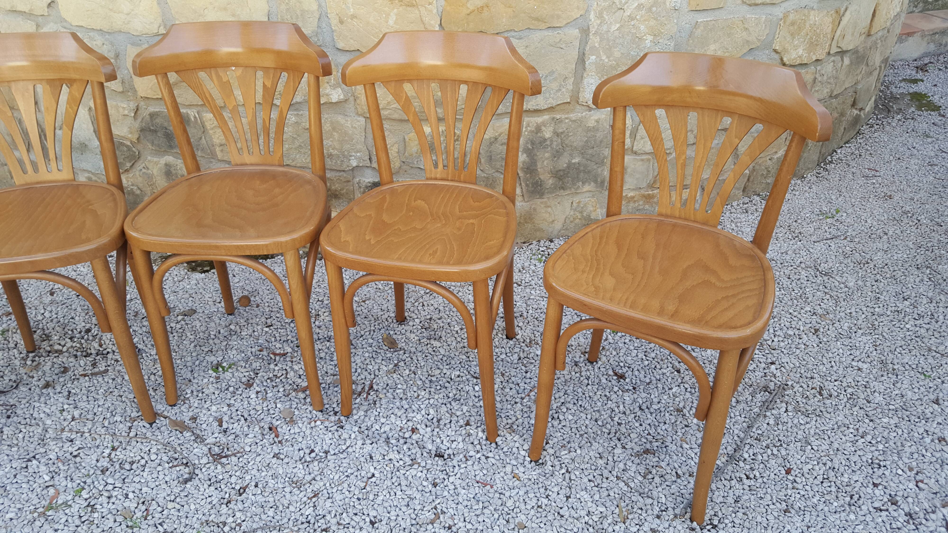 6 wooden bistro chairs