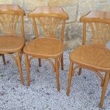 6 wooden bistro chairs
