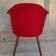 Cocktail chair in wood and red moleskin - 1960s
