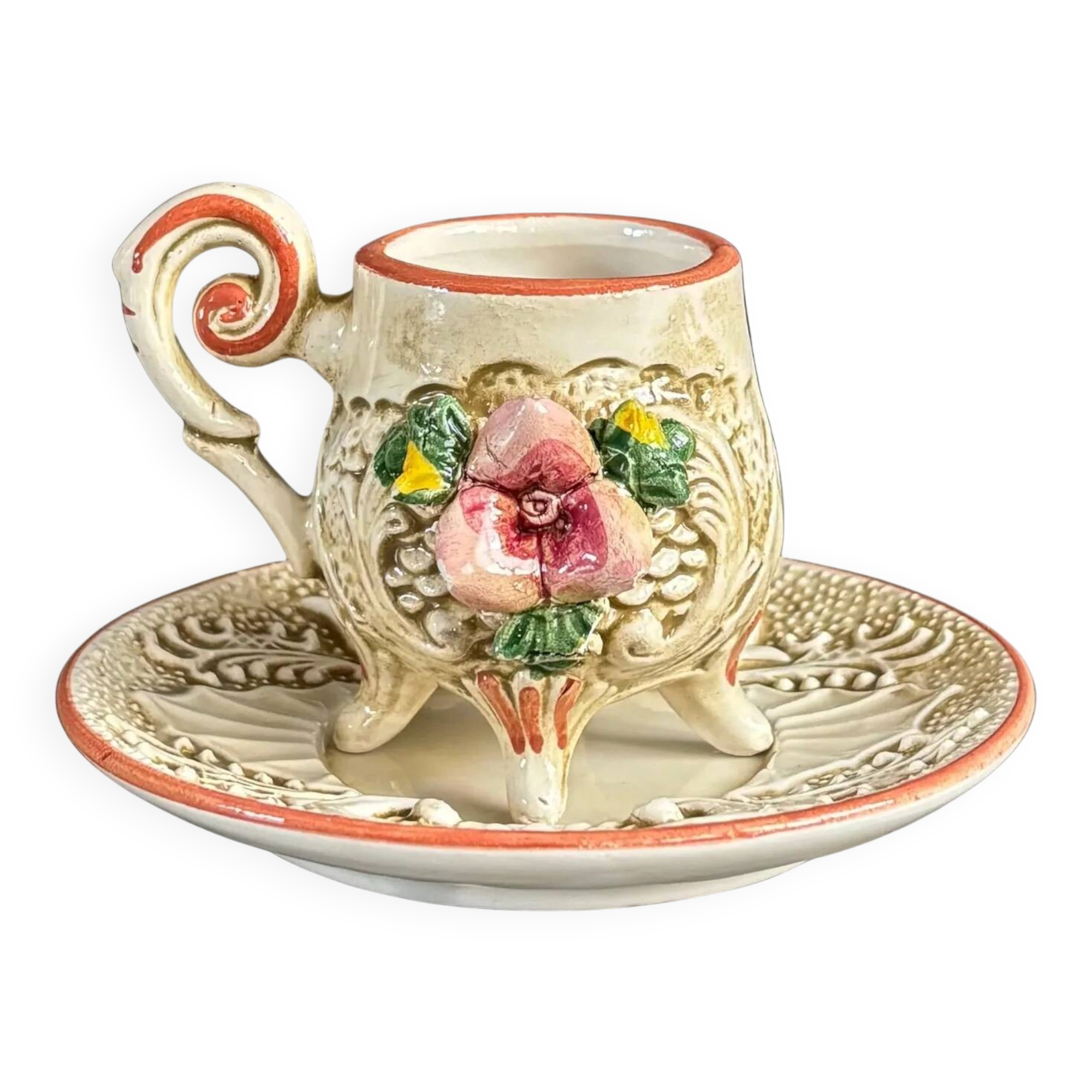 Coffee cup with saucer from Capodimonte, Italy, 1950s.