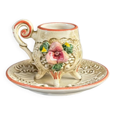 Tasse à café avec soucoupe de Capodimonte, Italie, années 50