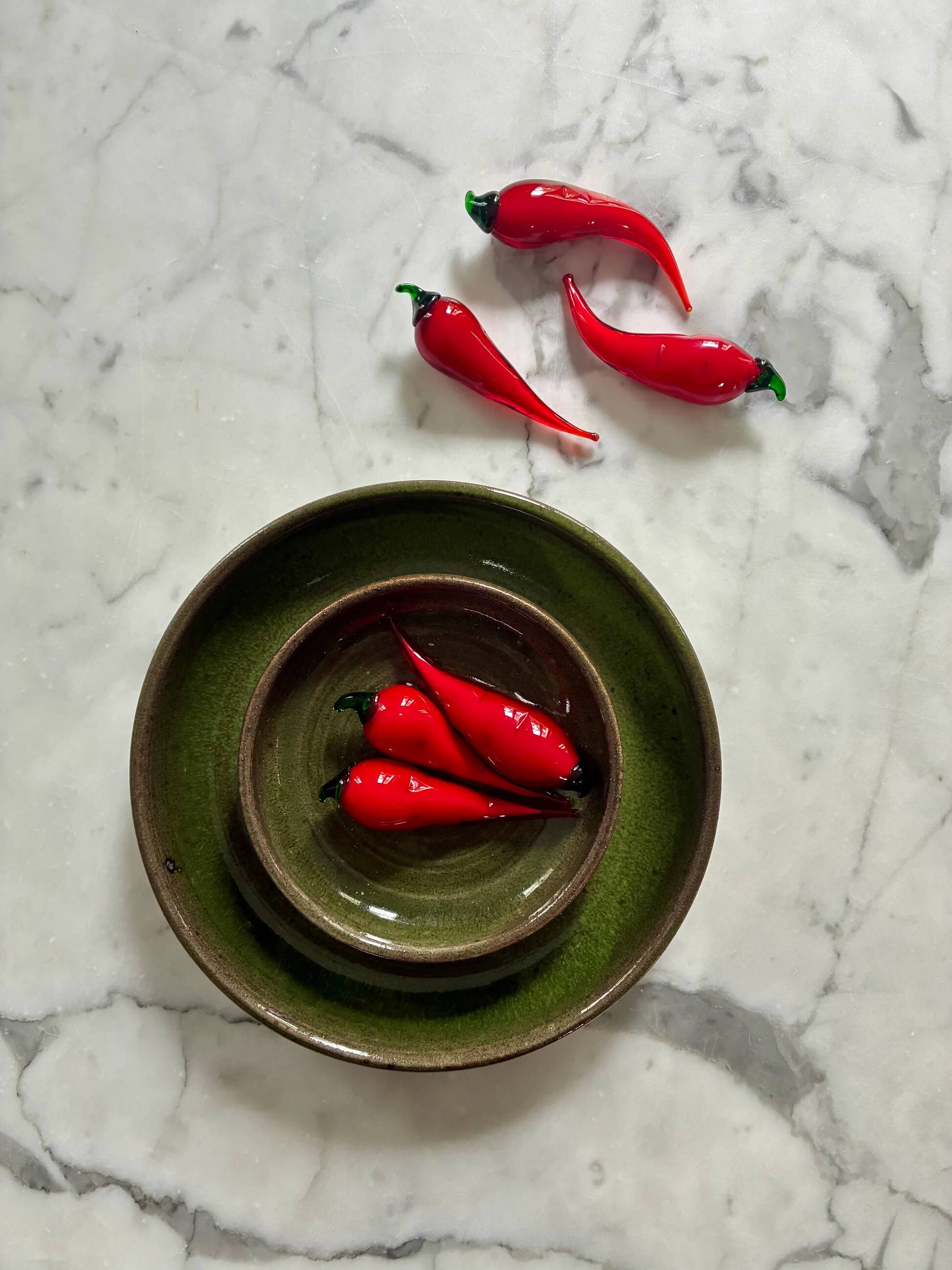 Six "Spicy" Murano glass knife rests - 1970.