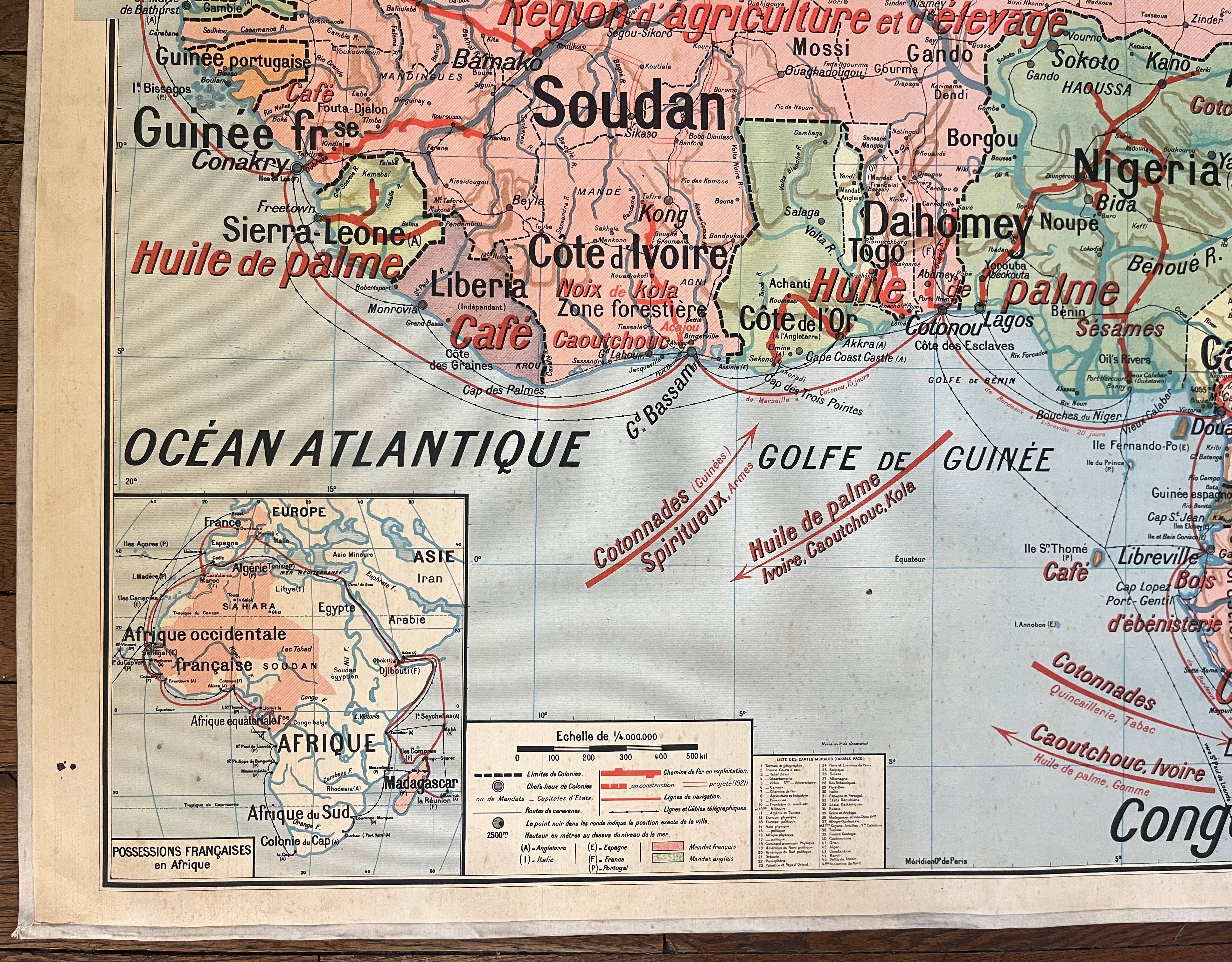 Old school map Vidal-Lablache 37, T36, 1930 West Africa