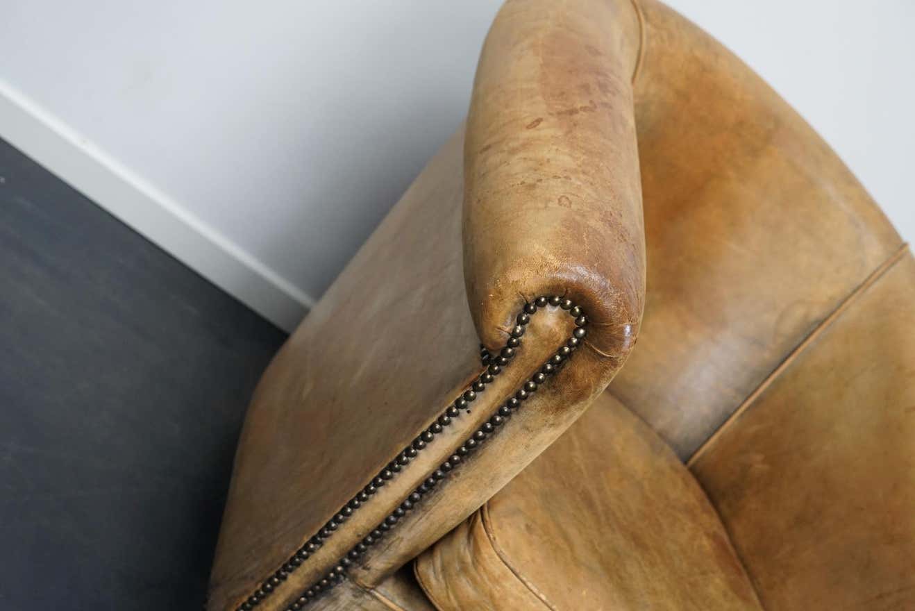 Vintage club chair in cognac-coloured leather Netherlands