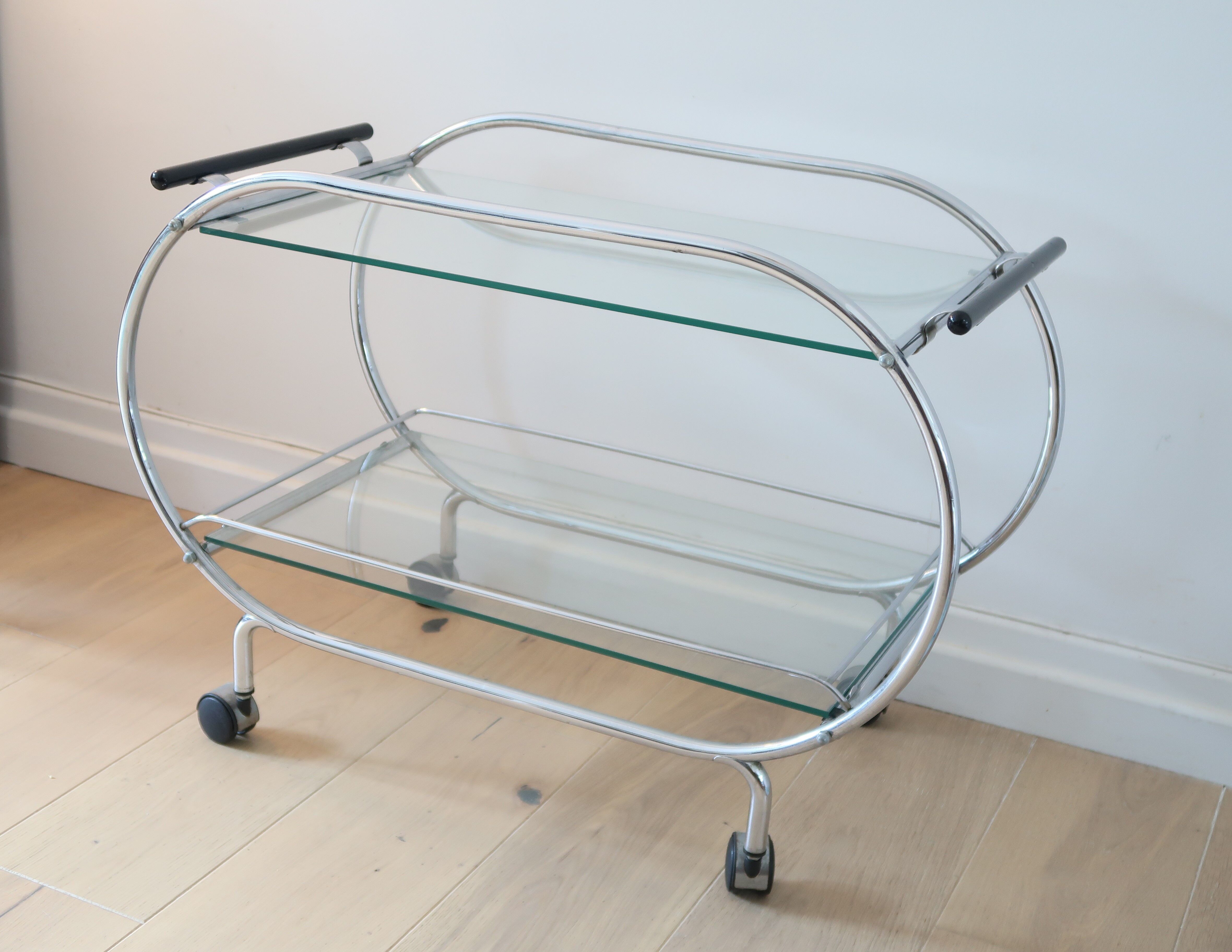 Desserte chariot chrome et verre vintage