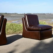 Modular sofa made up of 3 leather armchairs. Circa 1970