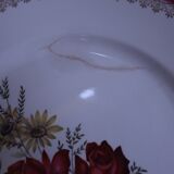 6 flat plates in half porcelain signed FB Floral decoration