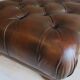Chesterfield brown tufted leather pouffe ottoman