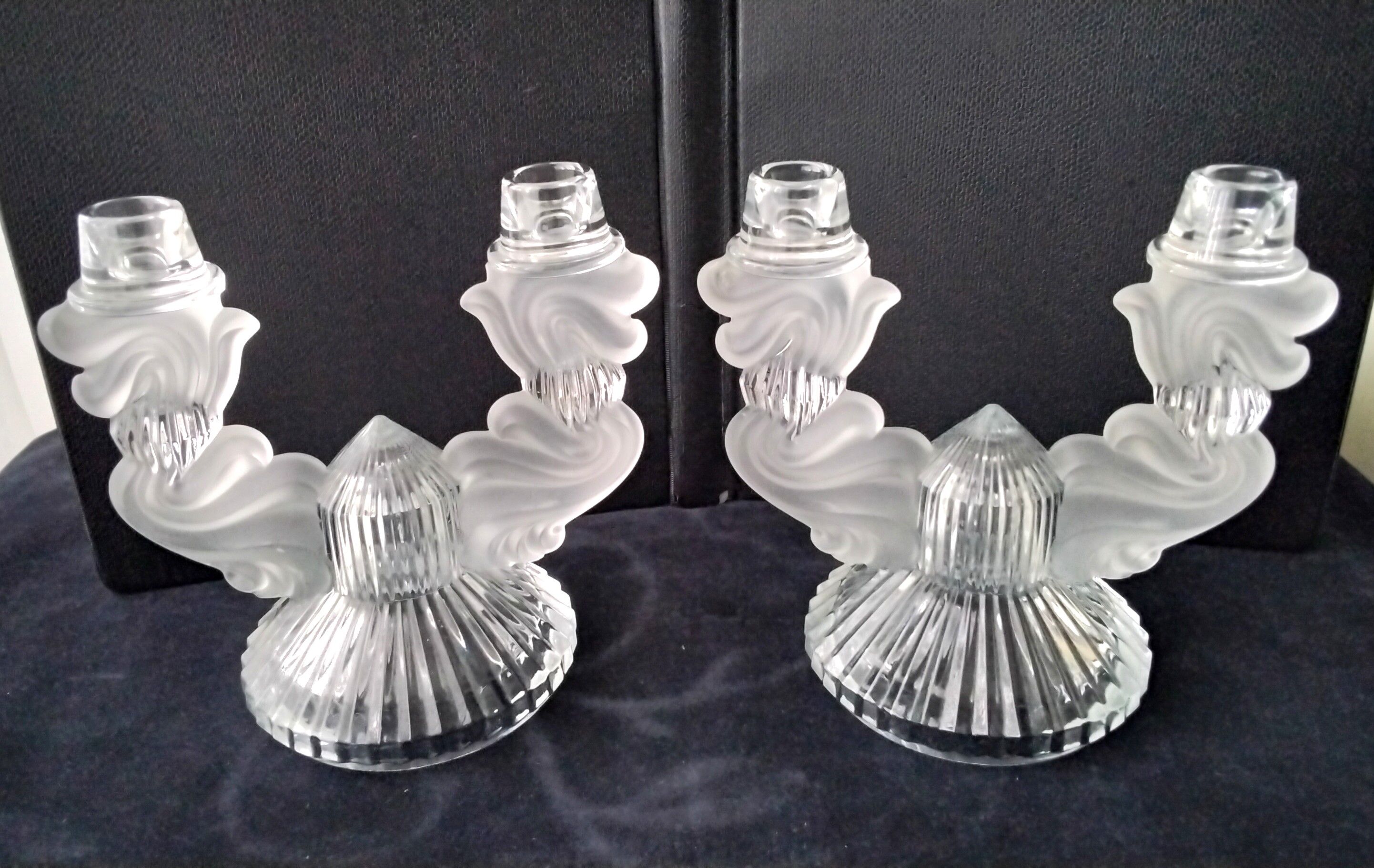 Pair of candlesticks, Bohemian crystal candle holders.