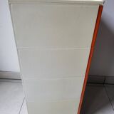Meuble chiffonnier 4 tiroirs Flair  orange Français 1970 Vintage