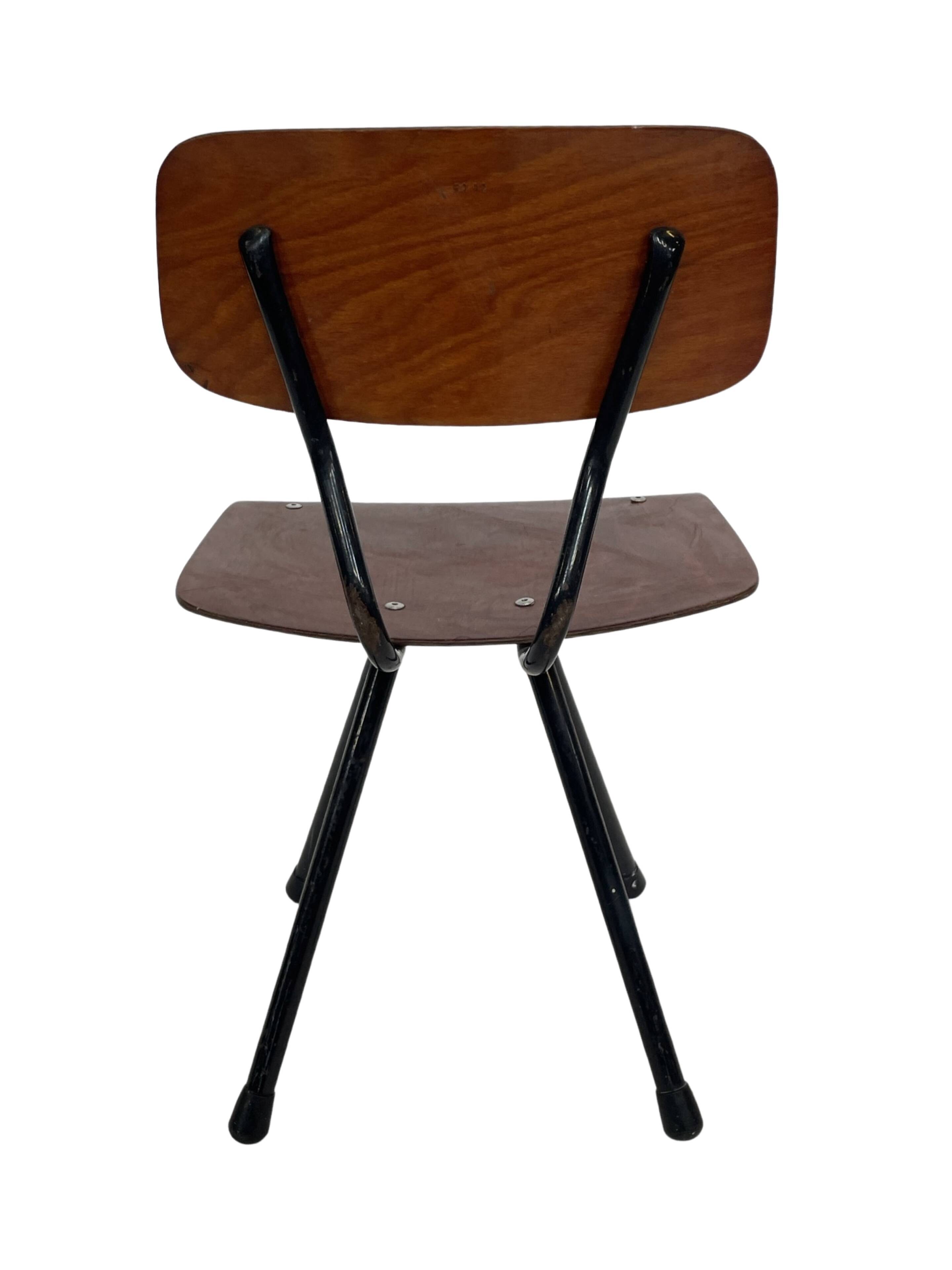 Vintage industrial children's chair, school chair, Dutch design