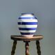 Blue striped ceramic vase