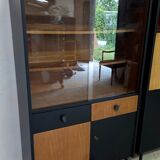 Vintage 1960s Secretary and Display Cabinet Set with Compass Design Legs