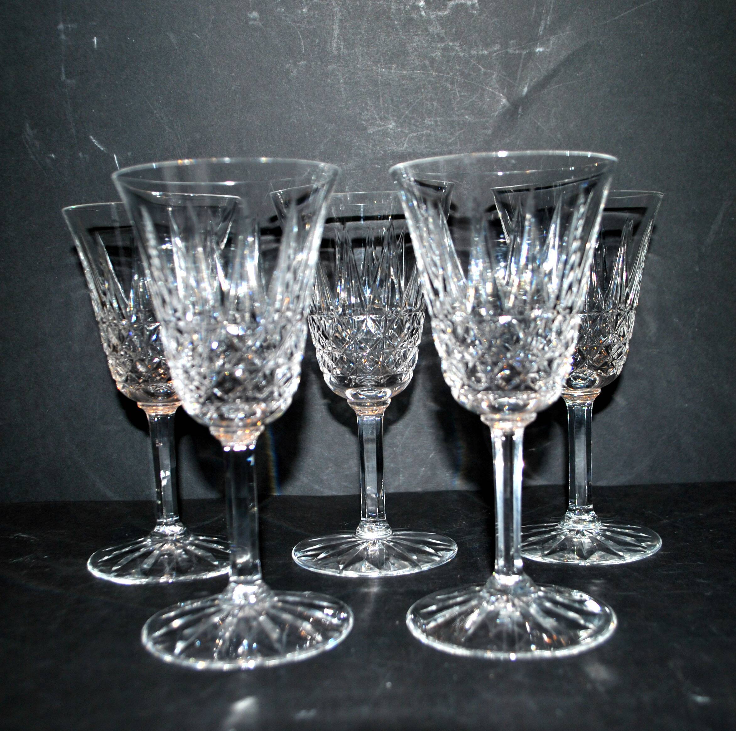 Lot de 5 verres tarn vin rouge 16cm en cristal de saint-louis losange et pointes