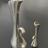 2 silver metal soliflores