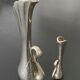 2 silver metal soliflores