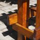 Ancienne table console de ferme en bois massif