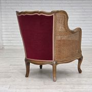 1950s, Danish armchair, furniture velour, ash wood,, mesh.