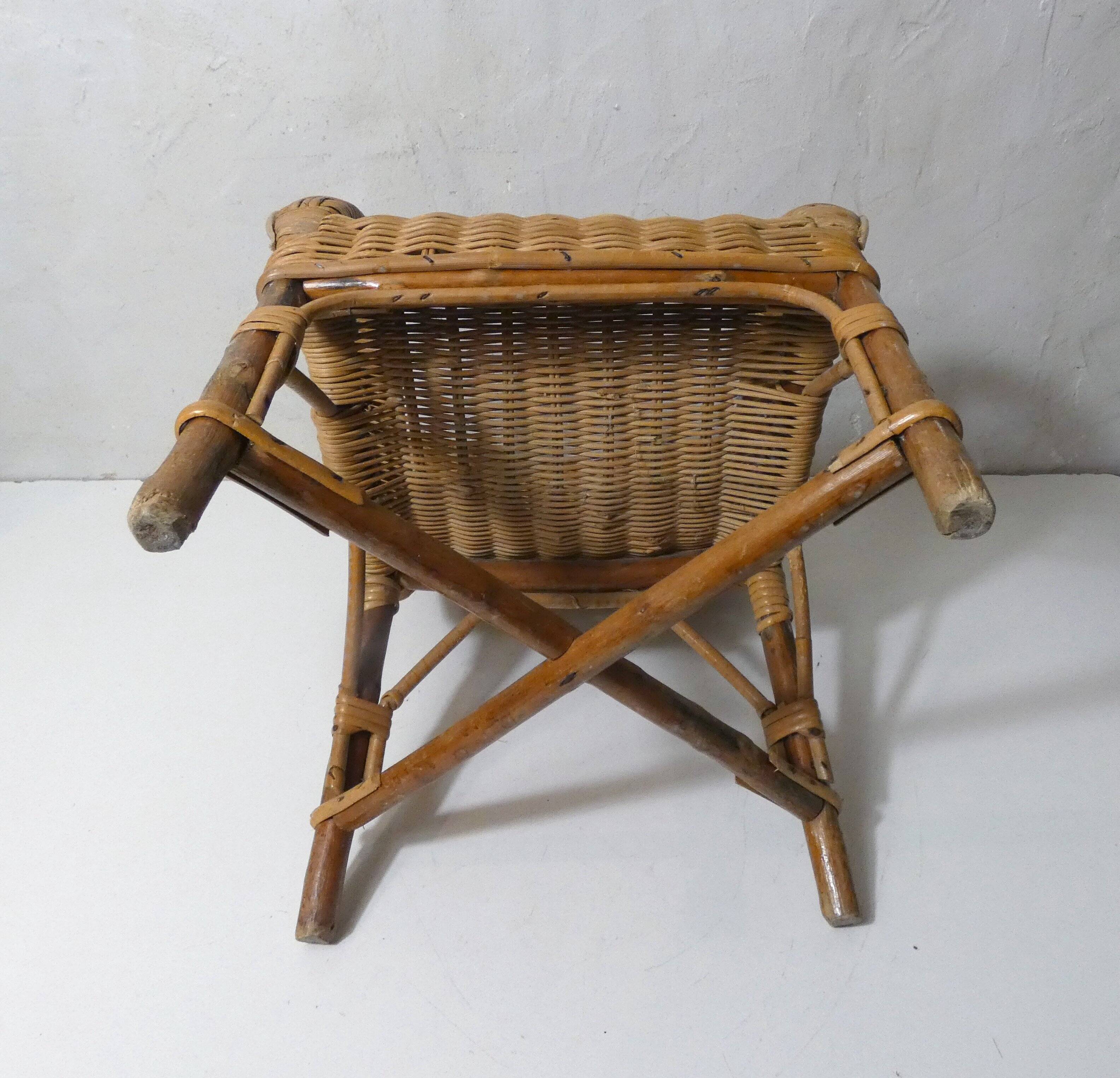 old rattan armchair for children