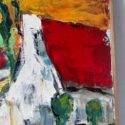 The colored roofs, knife technique, signed