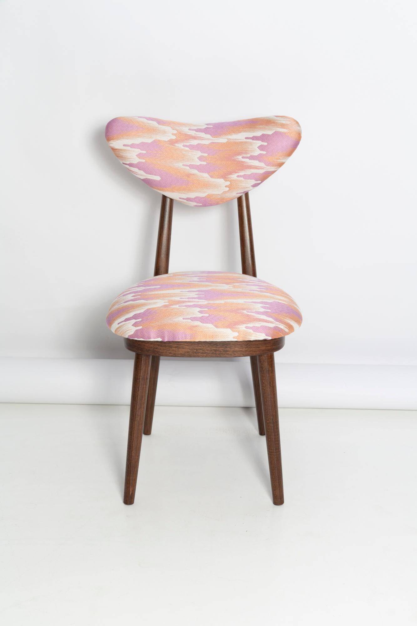 Heart-shaped chair mid-century in Fandango pink jacquard, Dedar, Europe, 1960s
