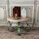 Table basse en fer forgé et marbre beige vers 1930