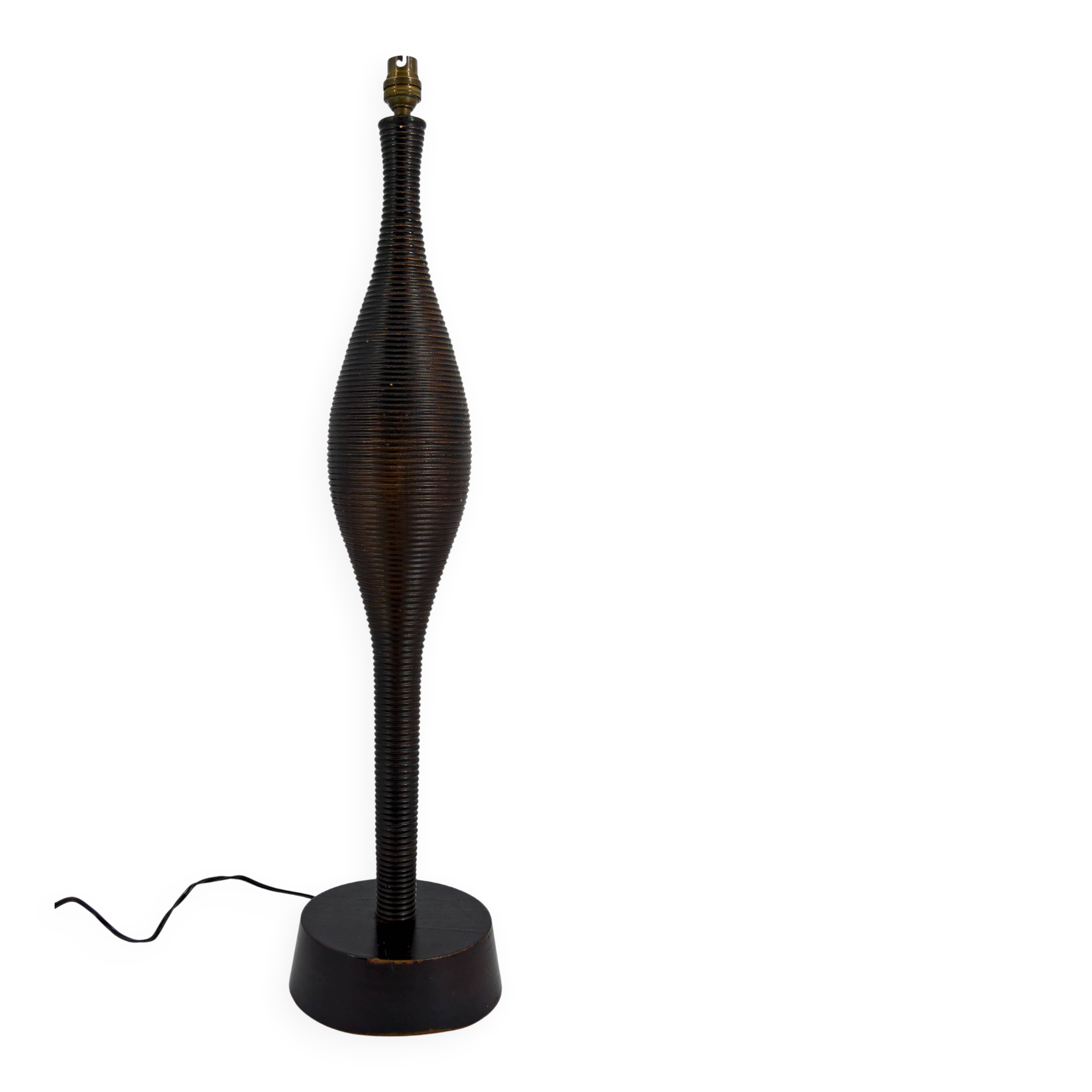 Important brutalist / Africanist lamp in wood – 1950s-1960s