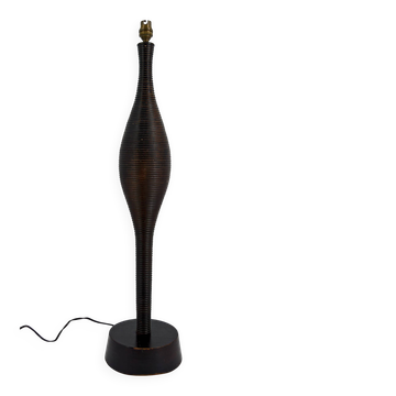 Important brutalist / Africanist lamp in wood – 1950s-1960s