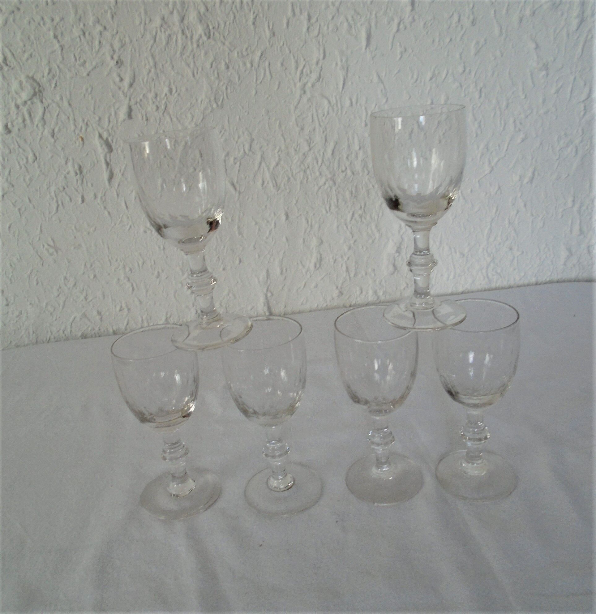 6 glasses old wine cut pattern rice grains