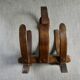 Oak and leather magazine rack, 60s-70s