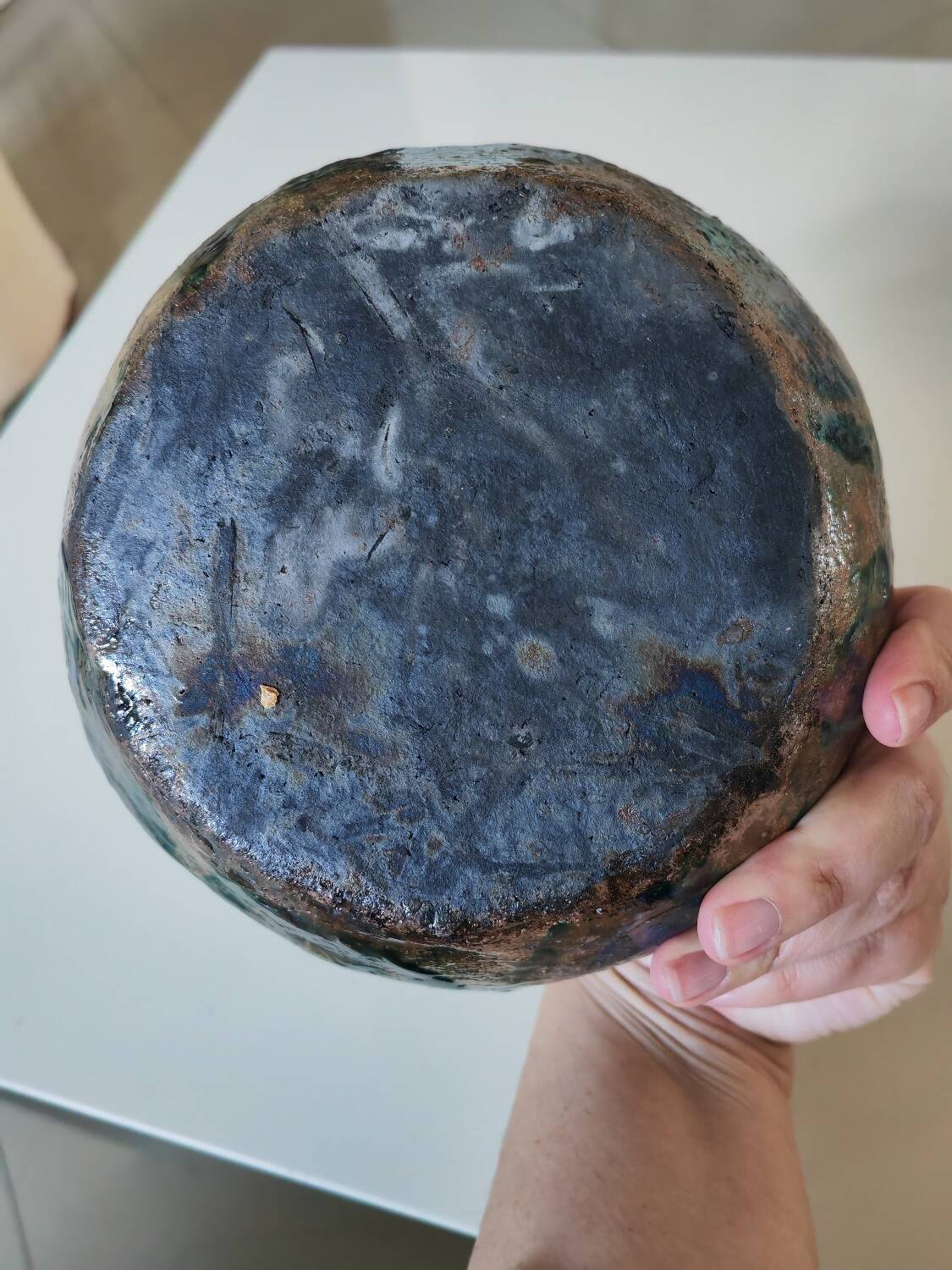 Empty raku pocket bowl