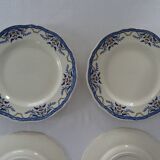 6 assiettes luneville k & g  décor villeray bleu faience ancienne