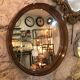 Round mirror plexiglass smoked gilac 1970 brown 40 cm