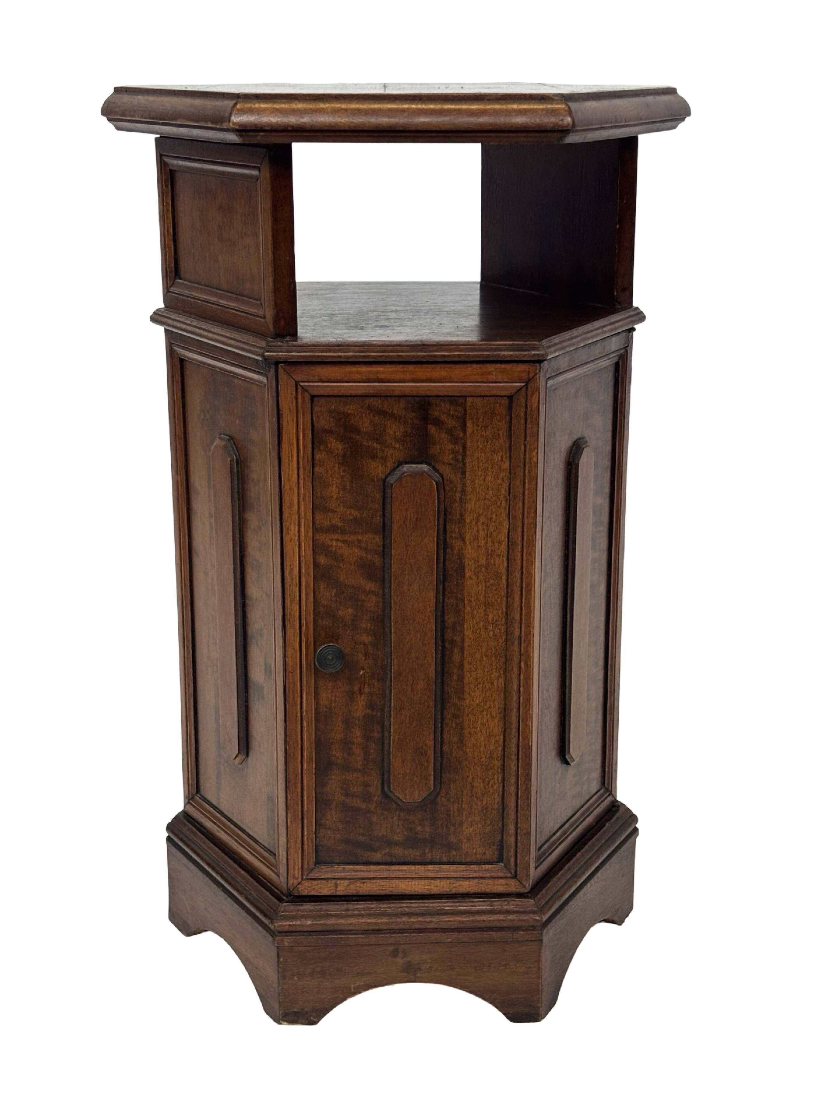 Vintage Hexagonal Side Cabinet with Door Small Side Table Column