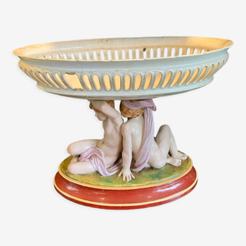 Centre de table en porcelaine décor aux putti, Jules Vieillard à Bordeaux