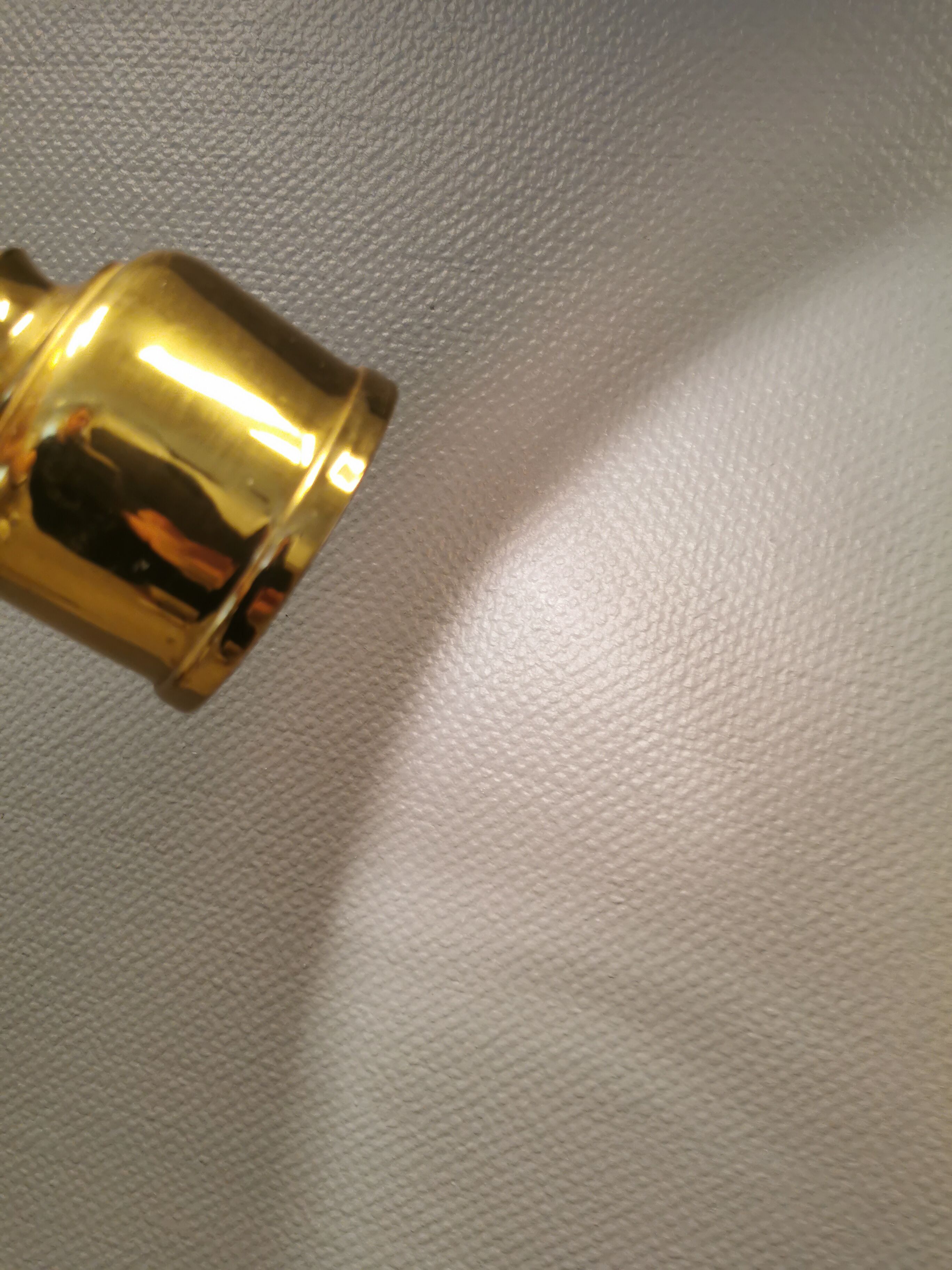 Small golden Danish hanging lamp in metal and brass.