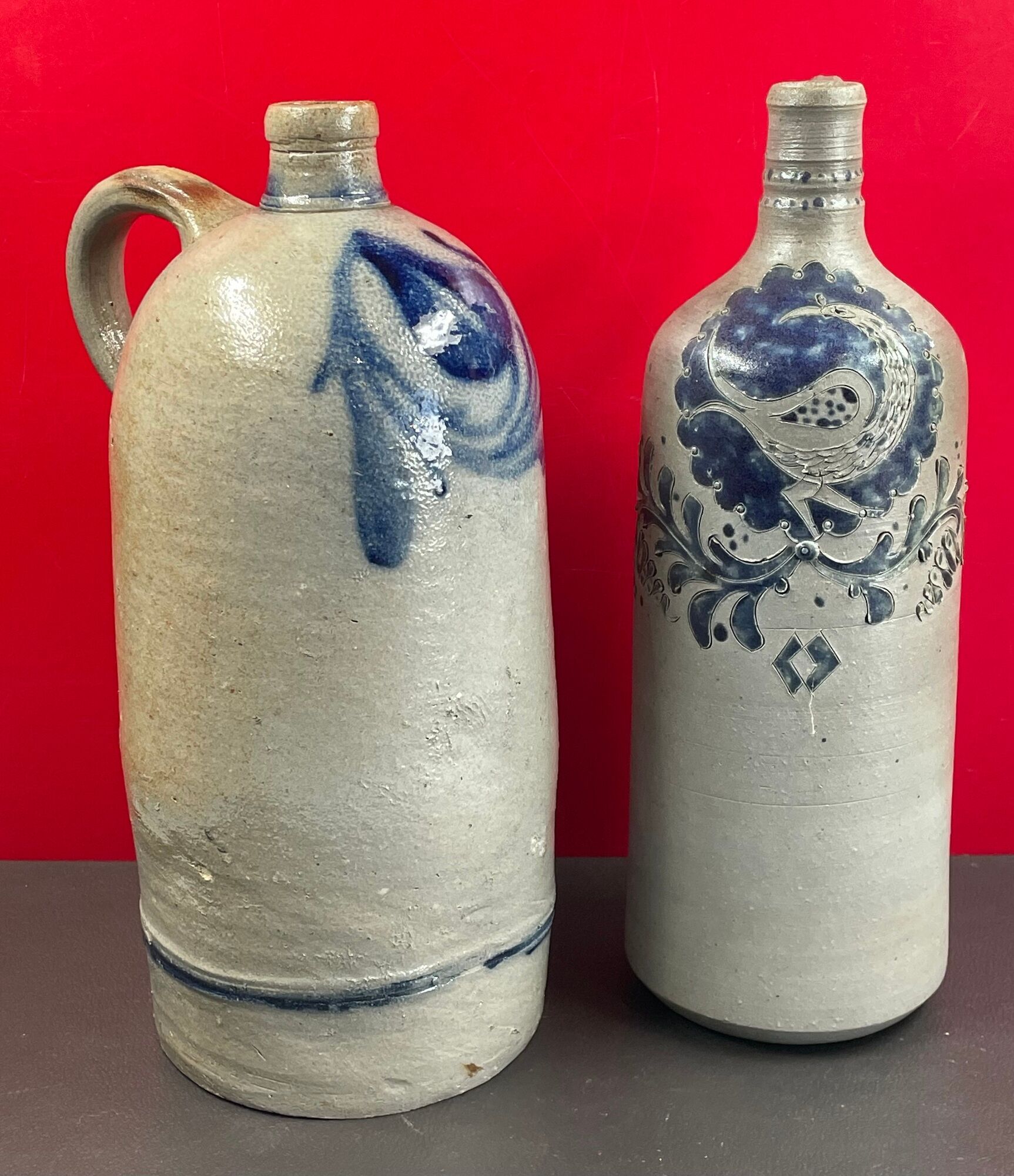 Bottles with handle brandy, schnapps, pear, mirabelle