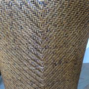 Set of 2 armchairs in woven rattan and exotic wood, 1980s