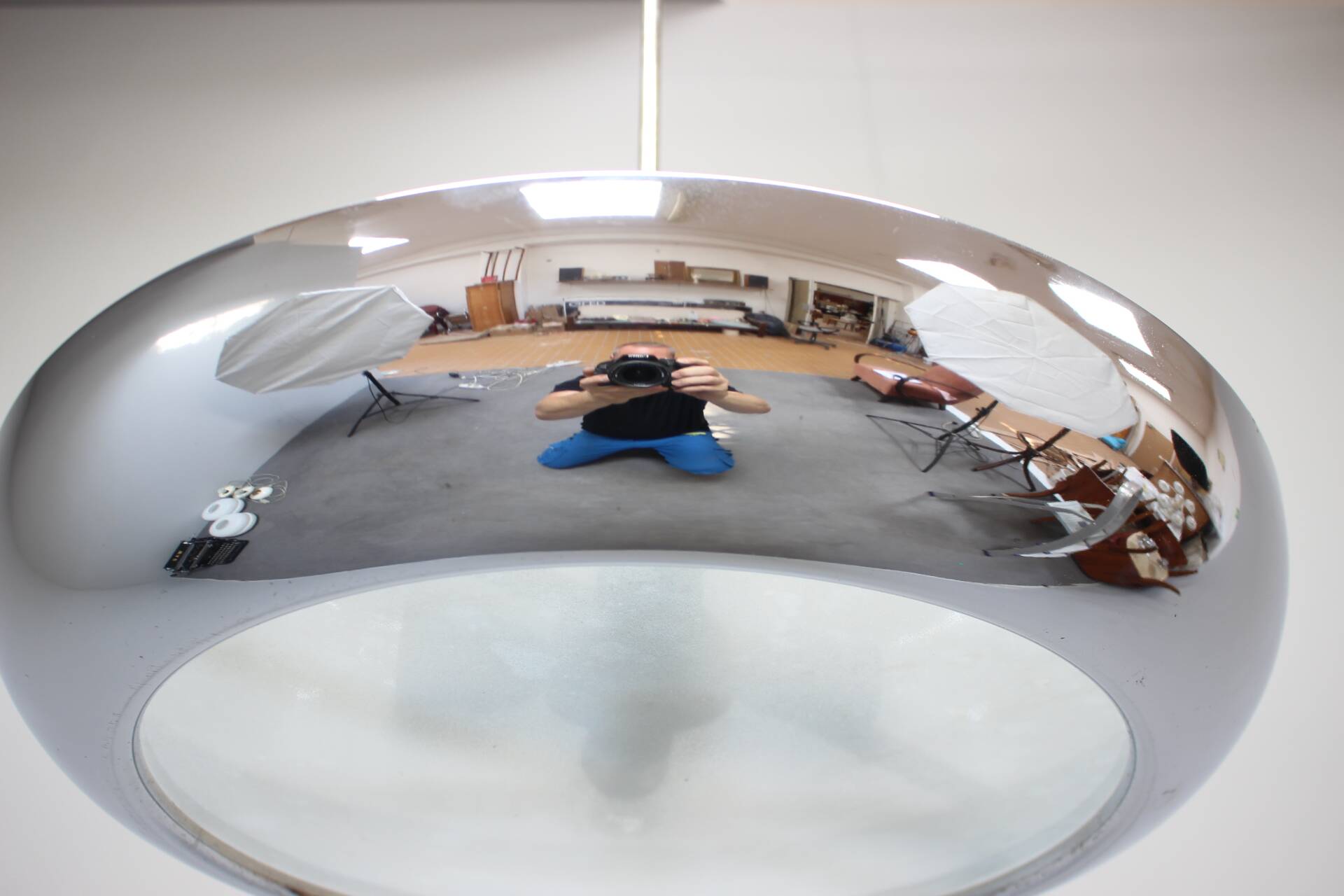 Bauhaus UFO pendant lamp by Josef Hurka for Napako, 1930s