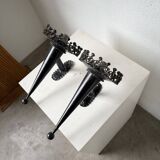 Black metal brutalist wall lights