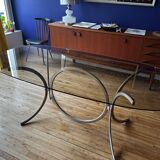 Glass and metal table