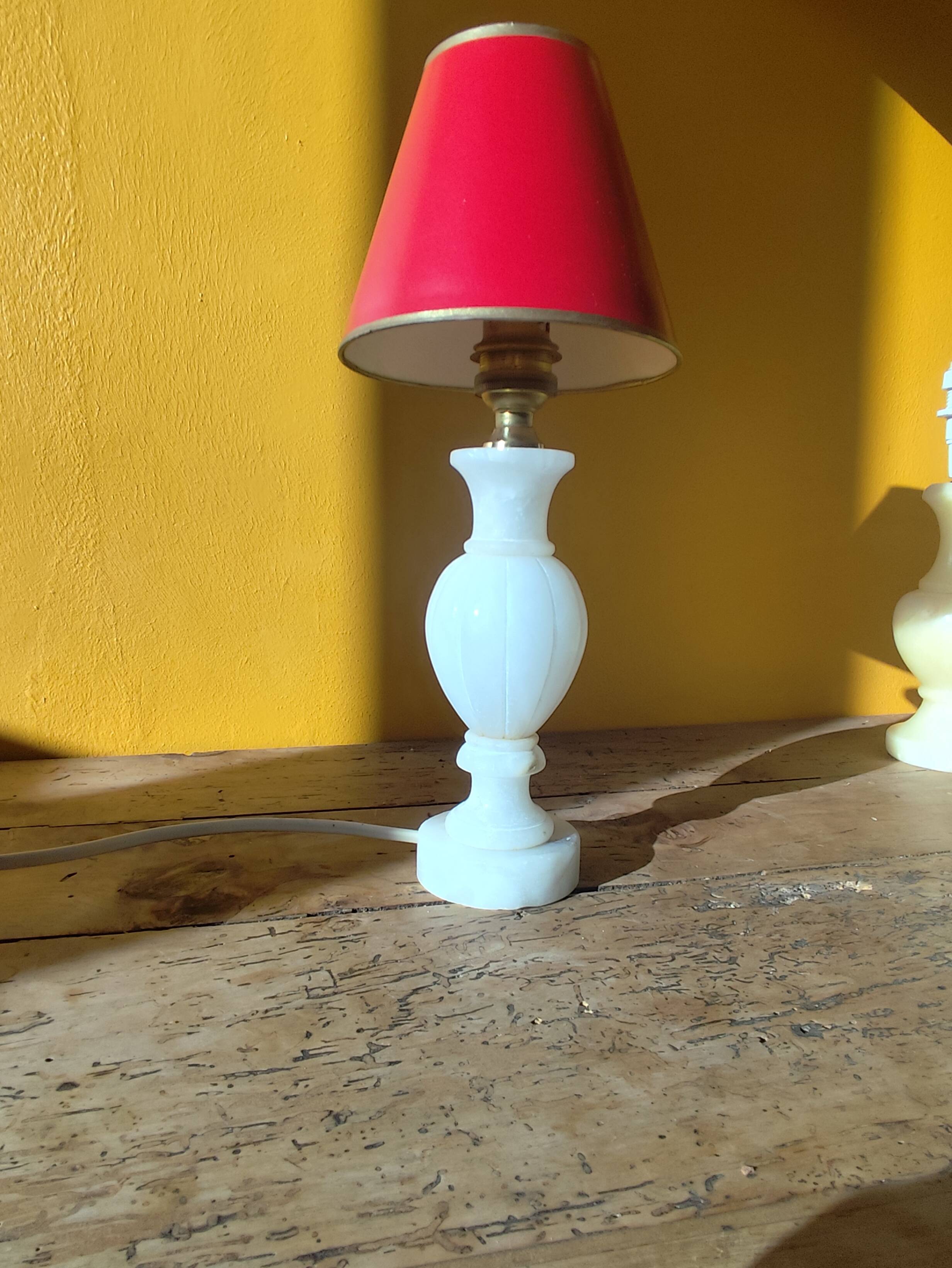 Antique marble lamp base - white stone urn lamp